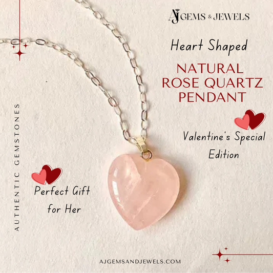 Natural Rose Quartz Heart Pendant