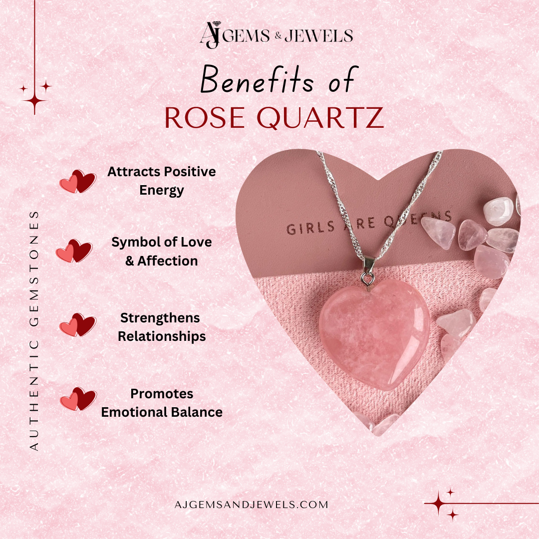 Natural Rose Quartz Heart Pendant