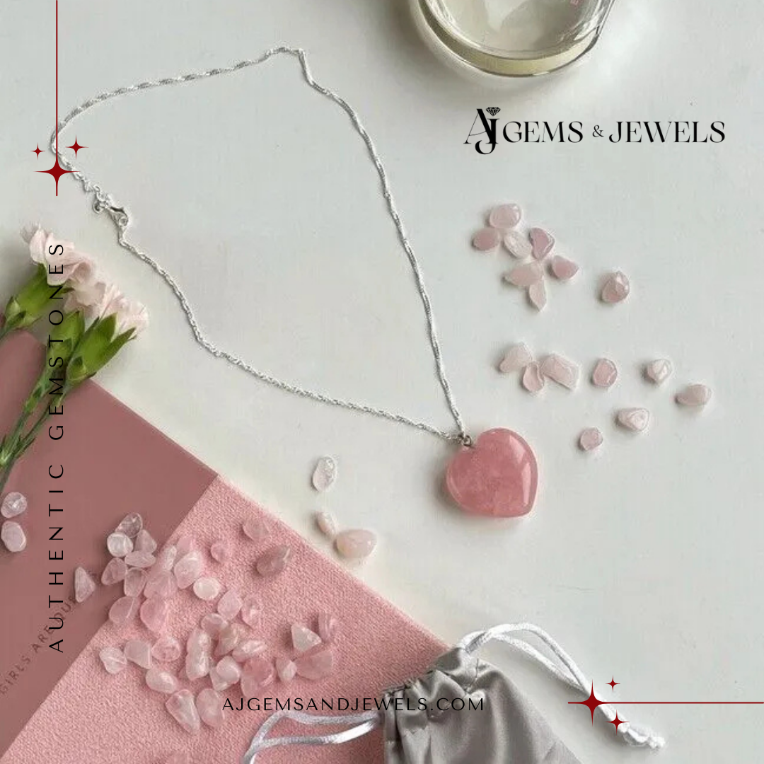 Natural Rose Quartz Heart Pendant