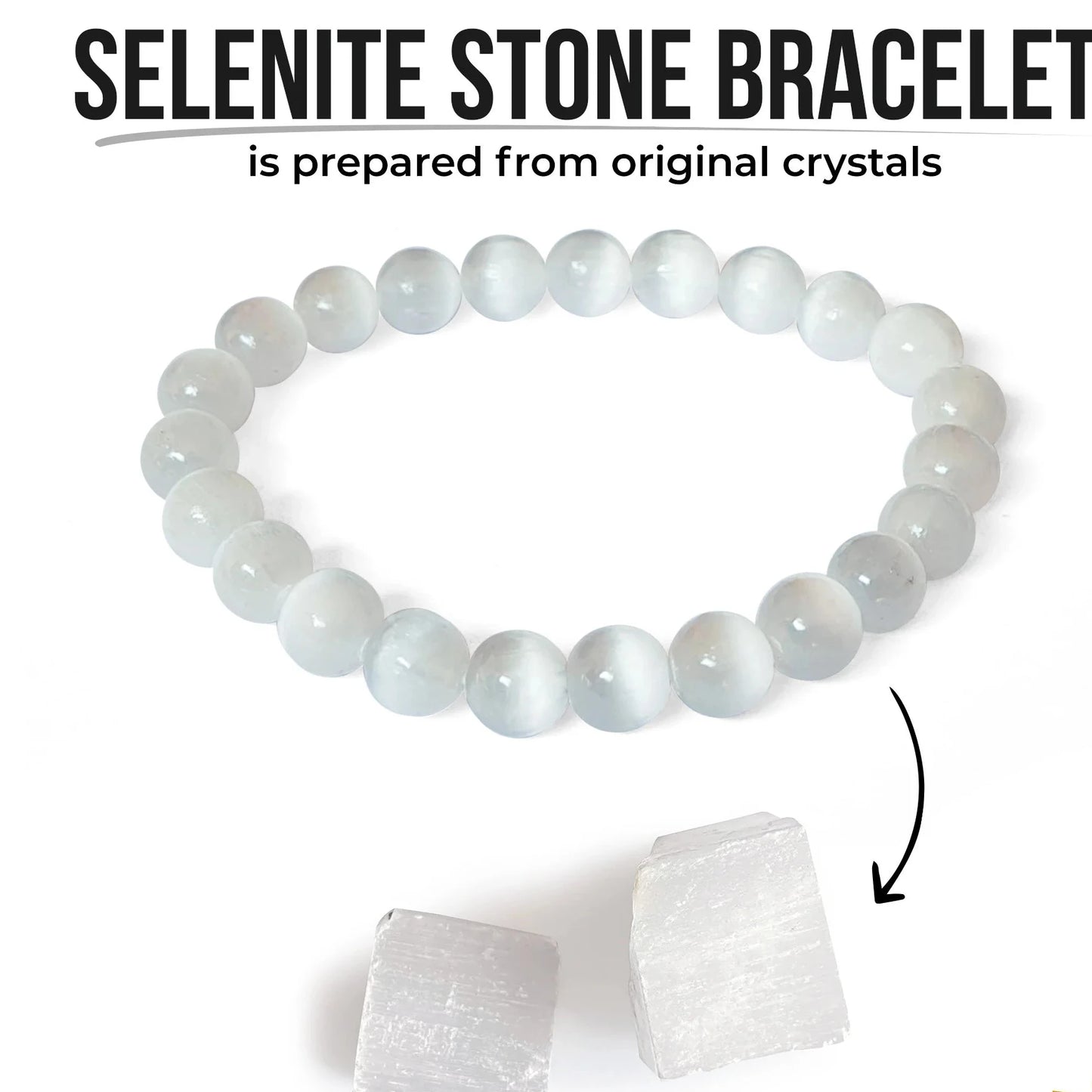 Selenite Cat’s Eye Bracelet – Cleansing, Protection & Inner Peace