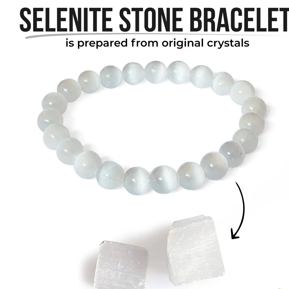 Selenite Cat’s Eye Bracelet – Cleansing, Protection & Inner Peace
