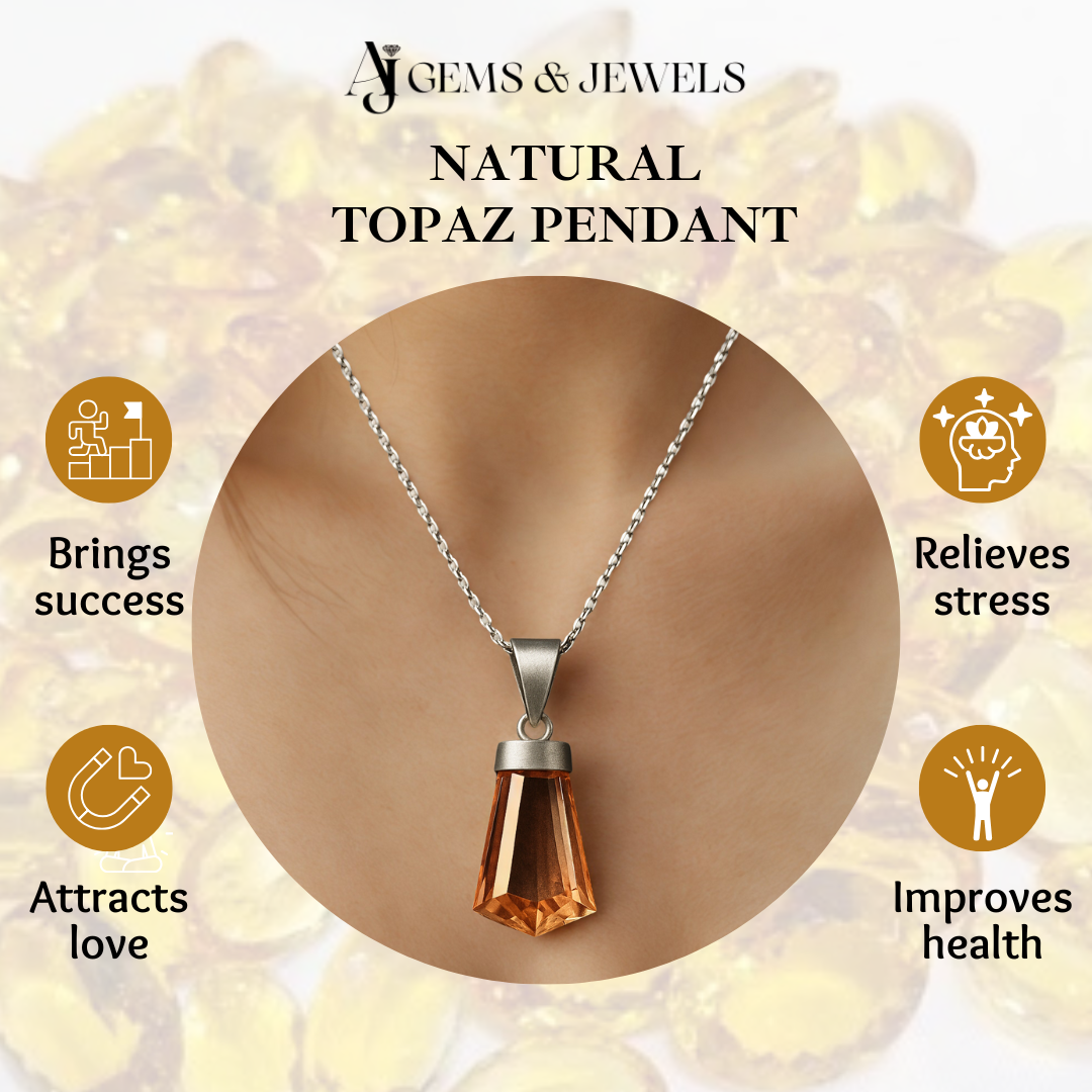 Natural Topaz Pendant – For Stress Relief, Healing & Abundance