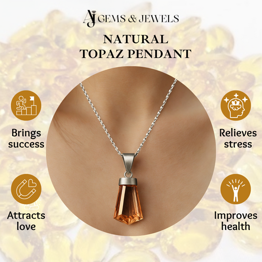 Natural Topaz  Pendant – For Stress Relief, Healing & Abundance