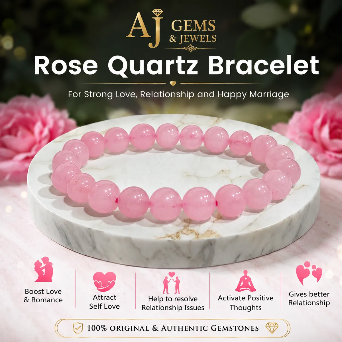 Natural Rose Quartz Bracelet