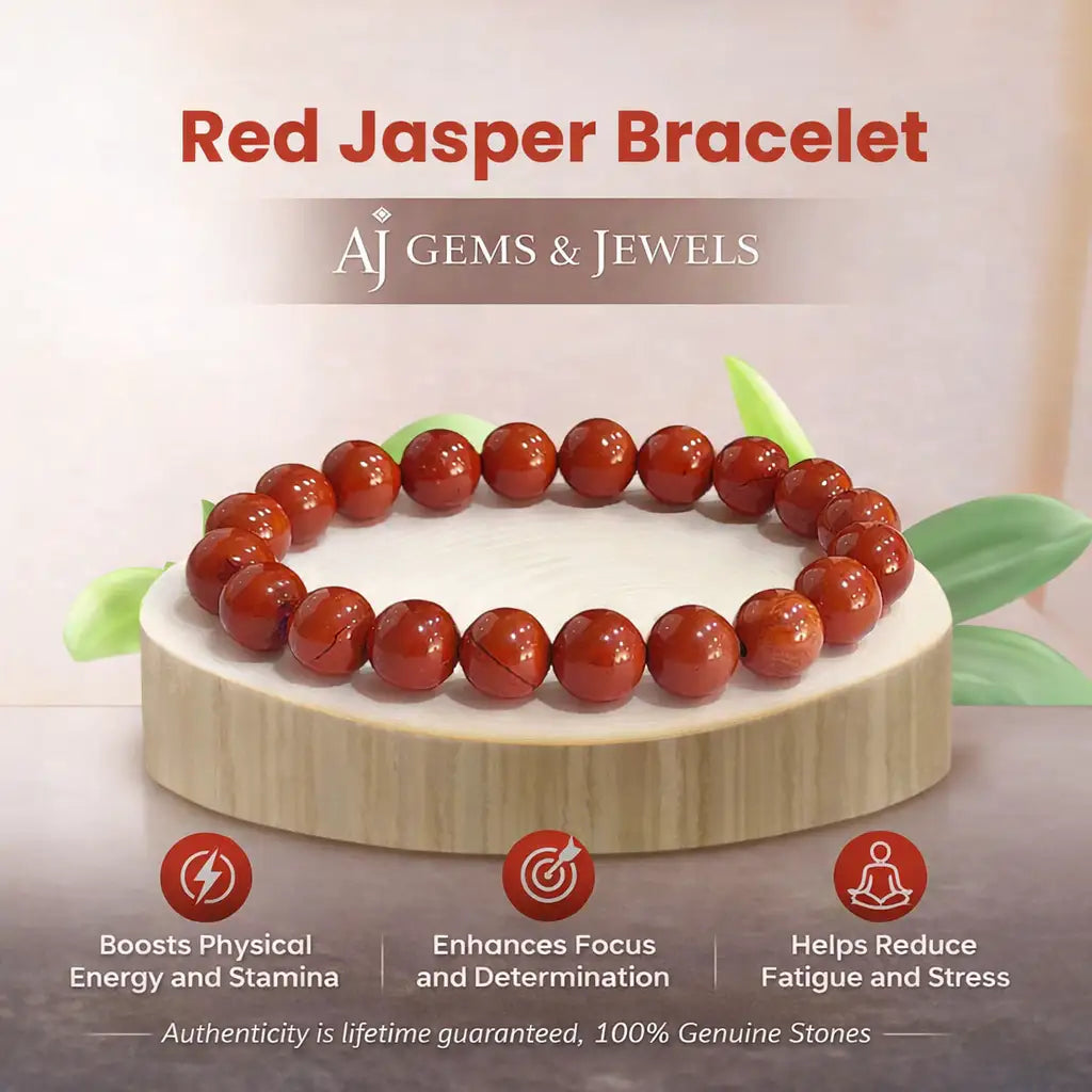 Natural Red Jasper Bracelet – Strength, Focus & Fatigue Reduction