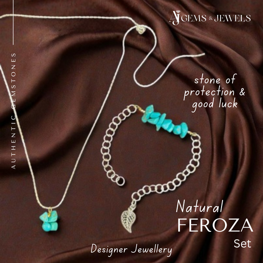 Natural Feroza Set (Necklace + Bracelet)