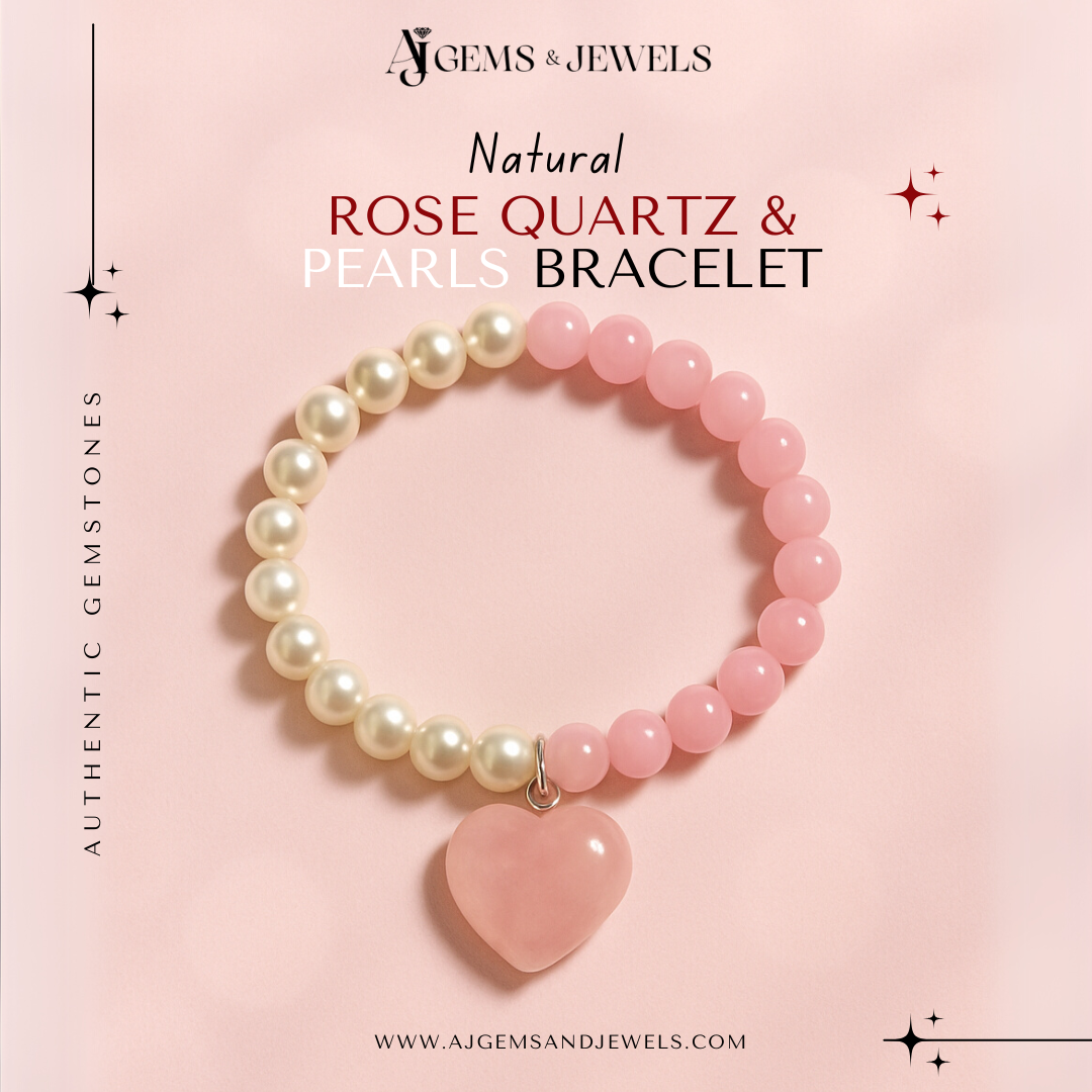 Rose Quartz & Pearls Beaded Bracelet