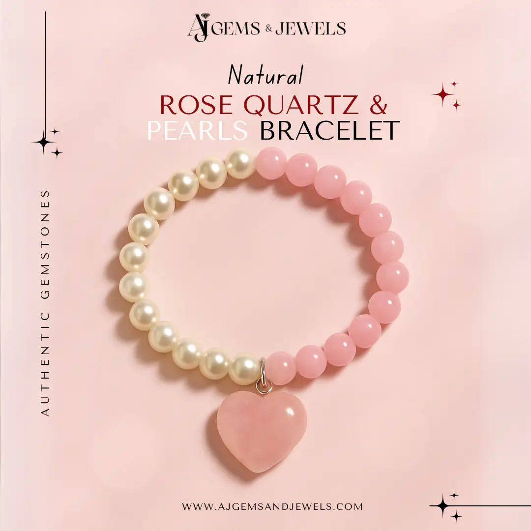 Rose Quartz & Pearls Beaded Bracelet