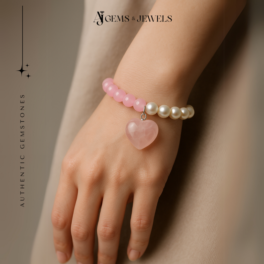 Rose Quartz & Pearls Beaded Bracelet
