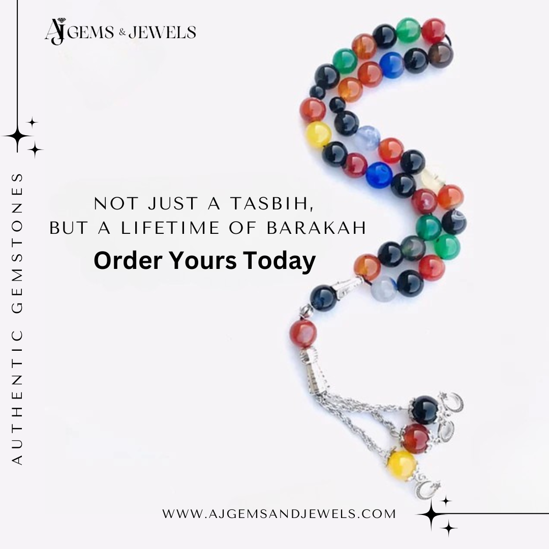 Natural Multi-Colored Aqeeq Tasbih