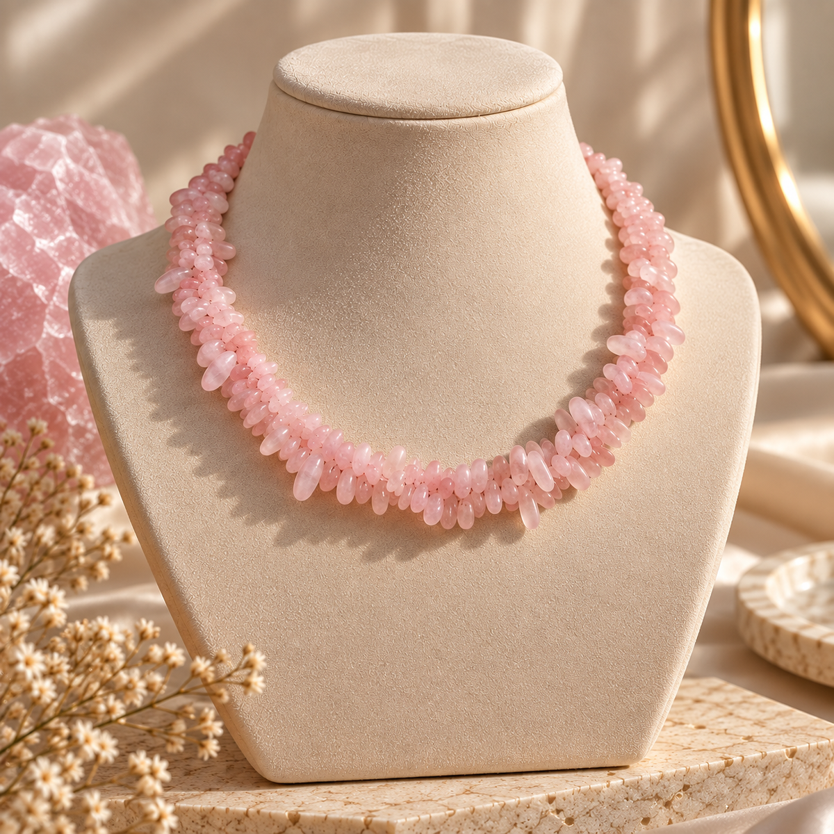 Natural Rose Quartz Neck Piece