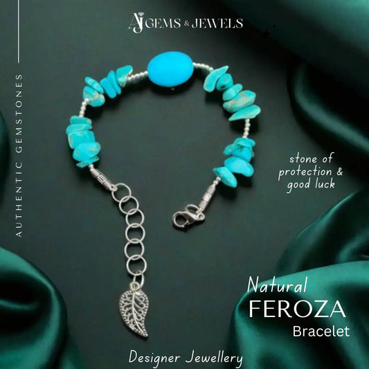 Natural Feroza Bracelet - Gemstone of Protection, Luck & Success!