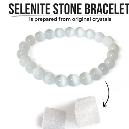 Selenite Cat’s Eye Bracelet – Cleansing, Protection & Inner Peace