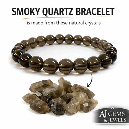 Natural Smoky Quartz Bracelet – Grounding, Protection & Calm Energy