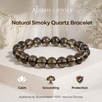 Natural Smoky Quartz Bracelet – Grounding, Protection & Calm Energy