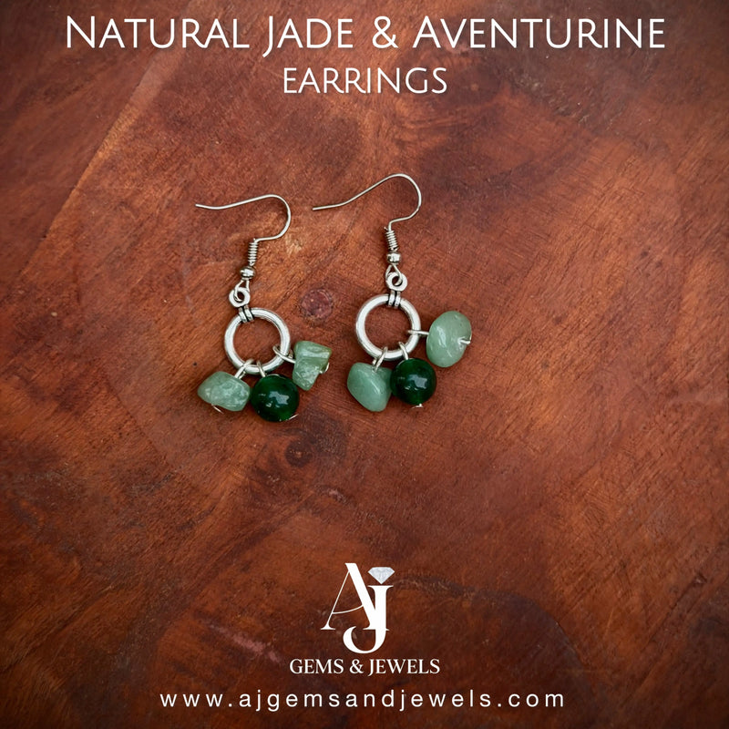 Natural Jade & Aventurine Earrings
