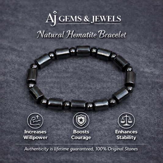 Natural Hematite Stone Bracelet – Willpower, Courage & Stability