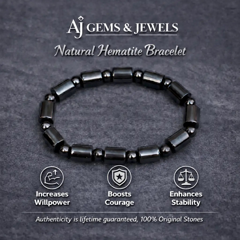 Natural Hematite Stone Bracelet – Willpower, Courage & Stability