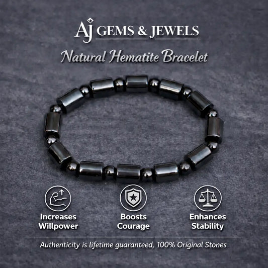 Natural Hematite Stone Bracelet – Willpower, Courage & Stability