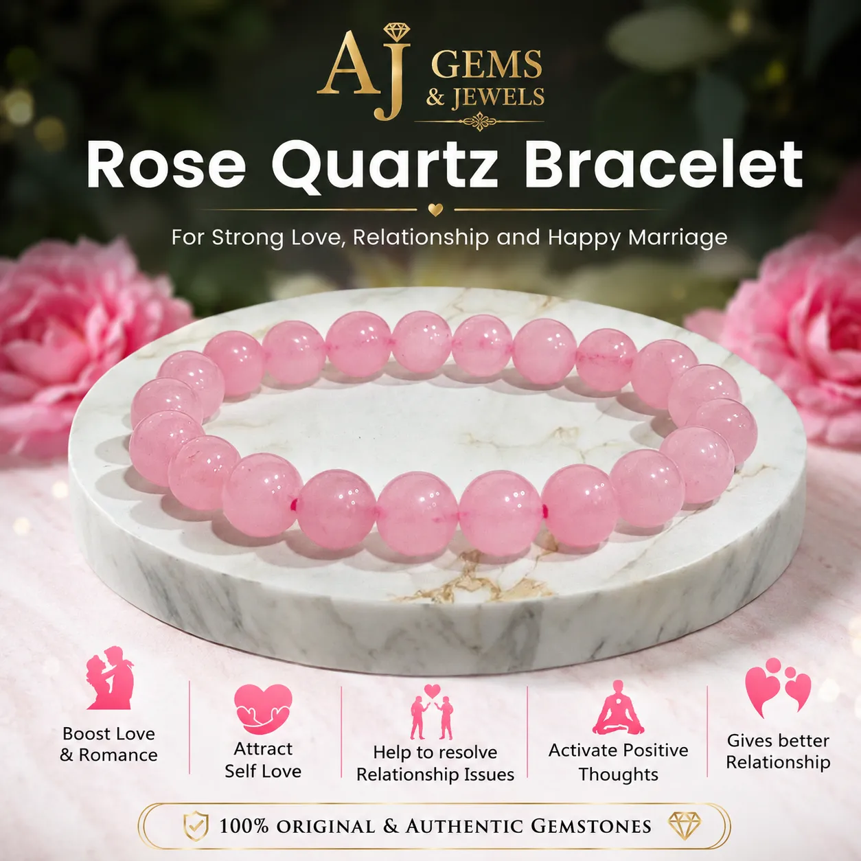 Natural Rose Quartz Bracelet