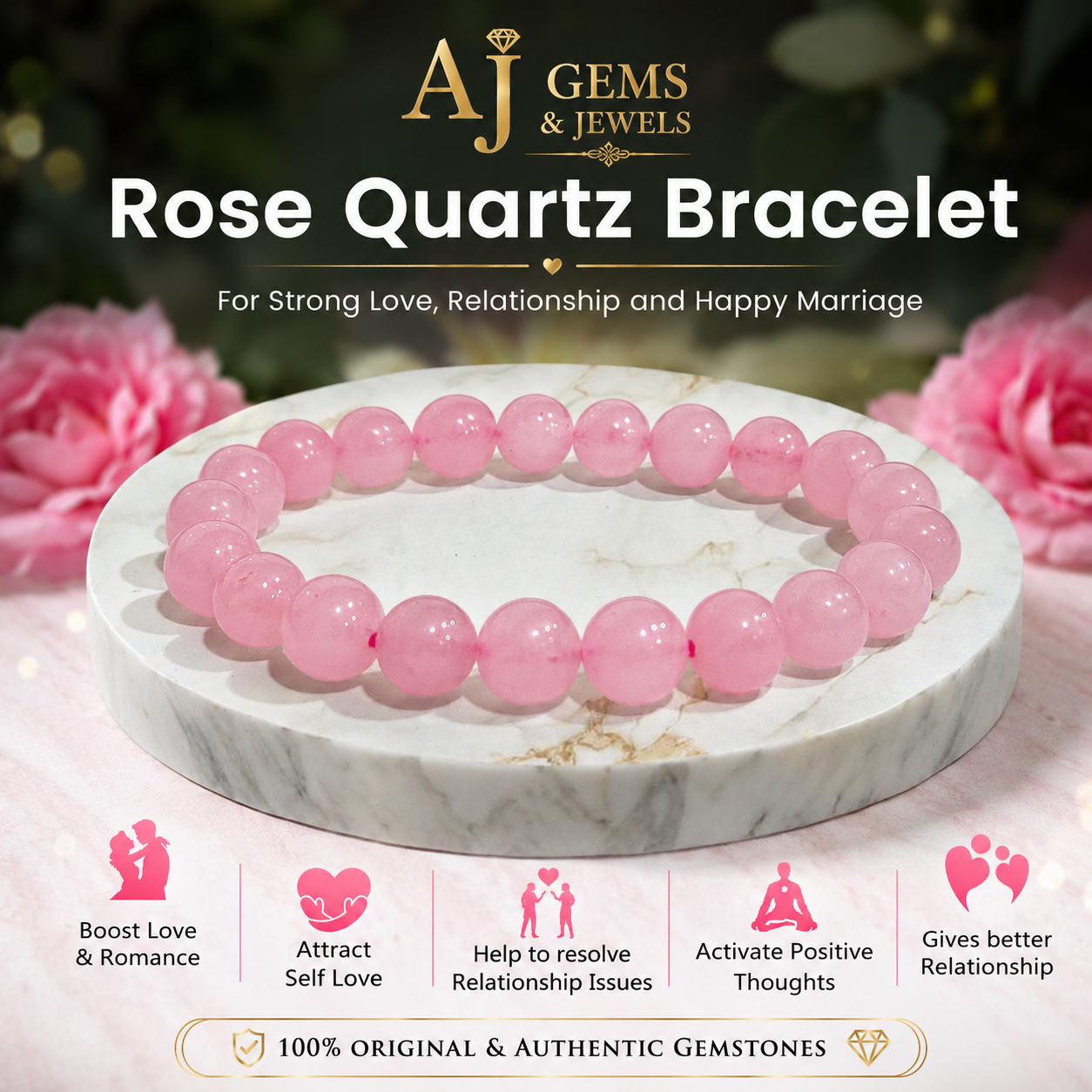 Natural Rose Quartz Bracelet