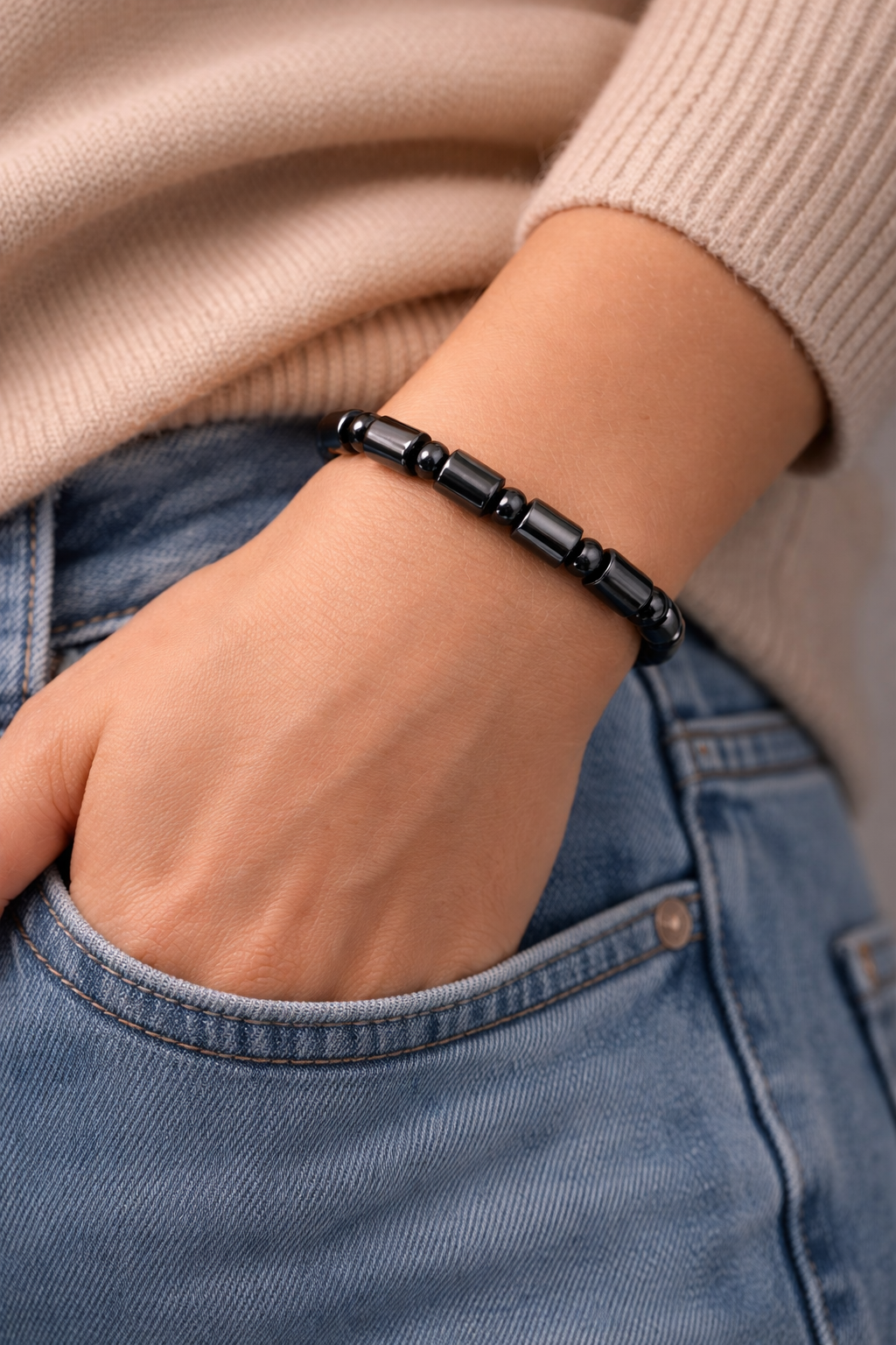 Natural Hematite Stone Bracelet – Willpower, Courage & Stability