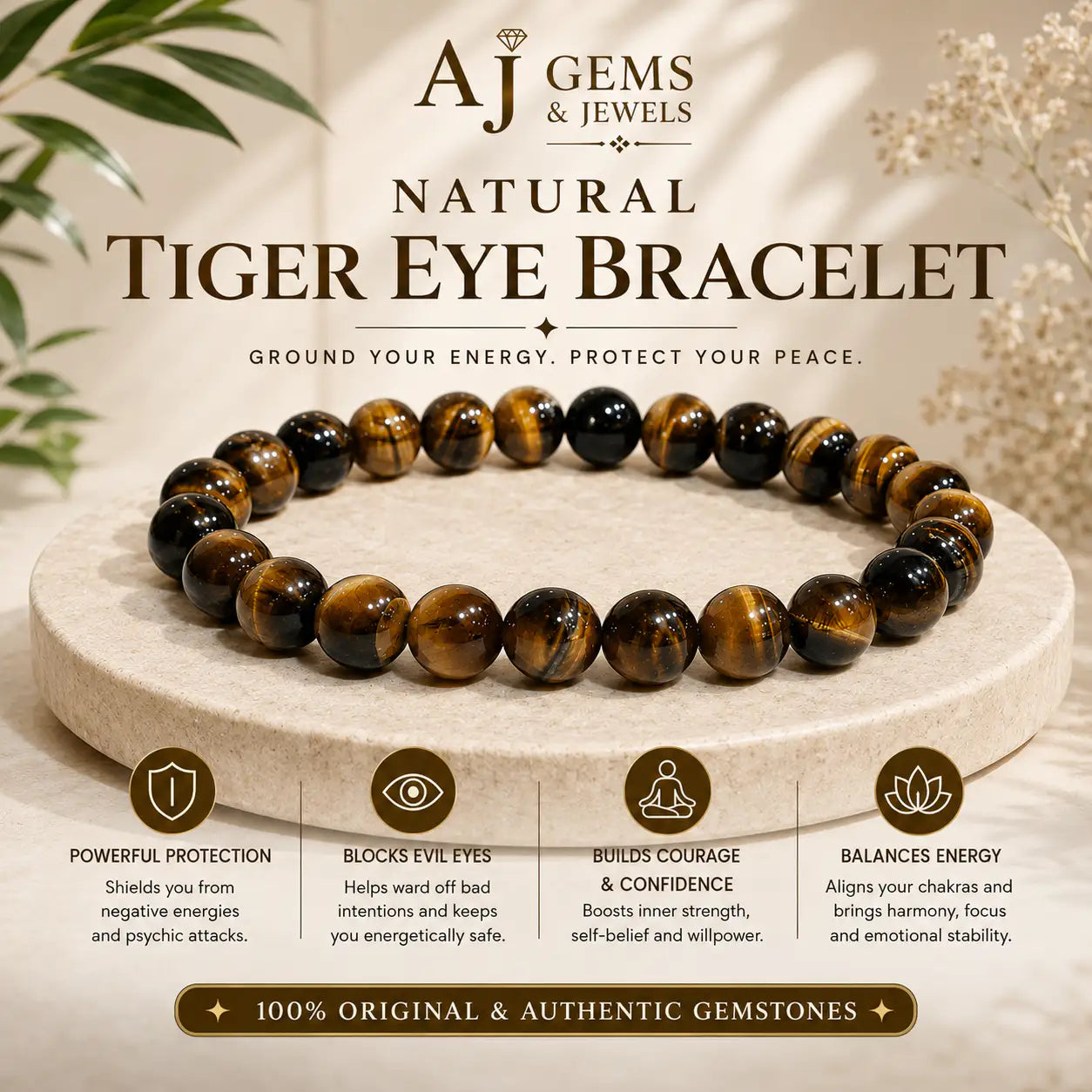 Natural Tiger Eye Bracelet - Your shield Against Negative Energies