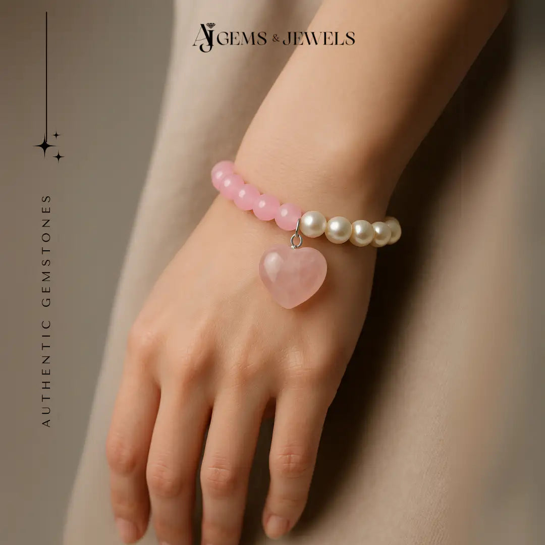 Rose Quartz & Pearls Beaded Bracelet