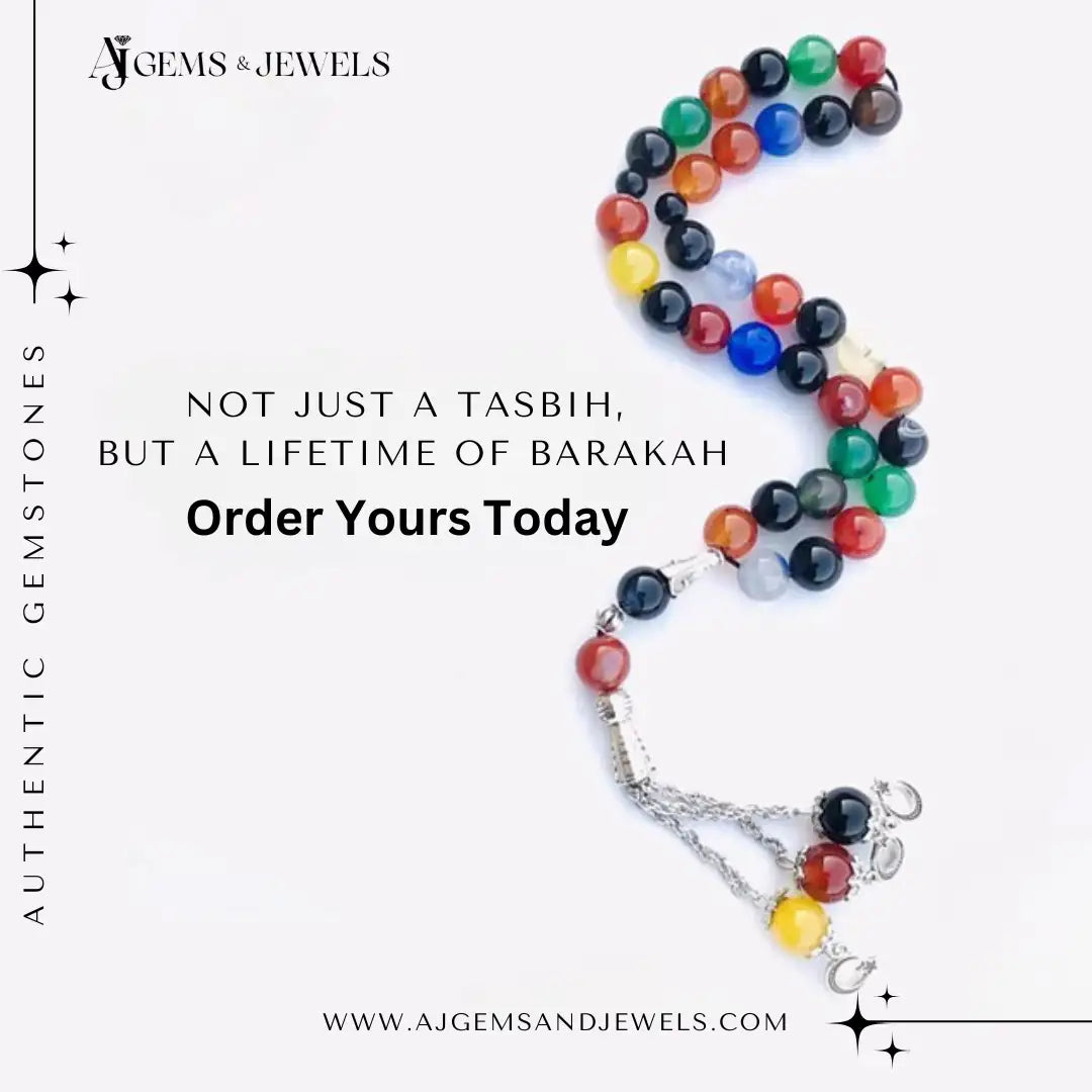 Natural Multi-Colored Aqeeq Tasbih