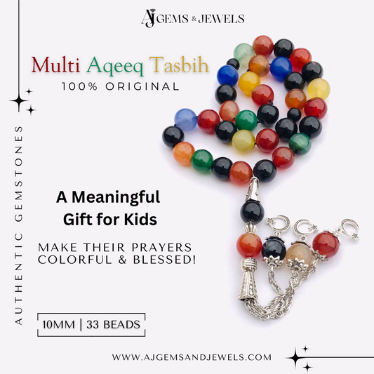 Natural Multi-Colored Aqeeq Tasbih