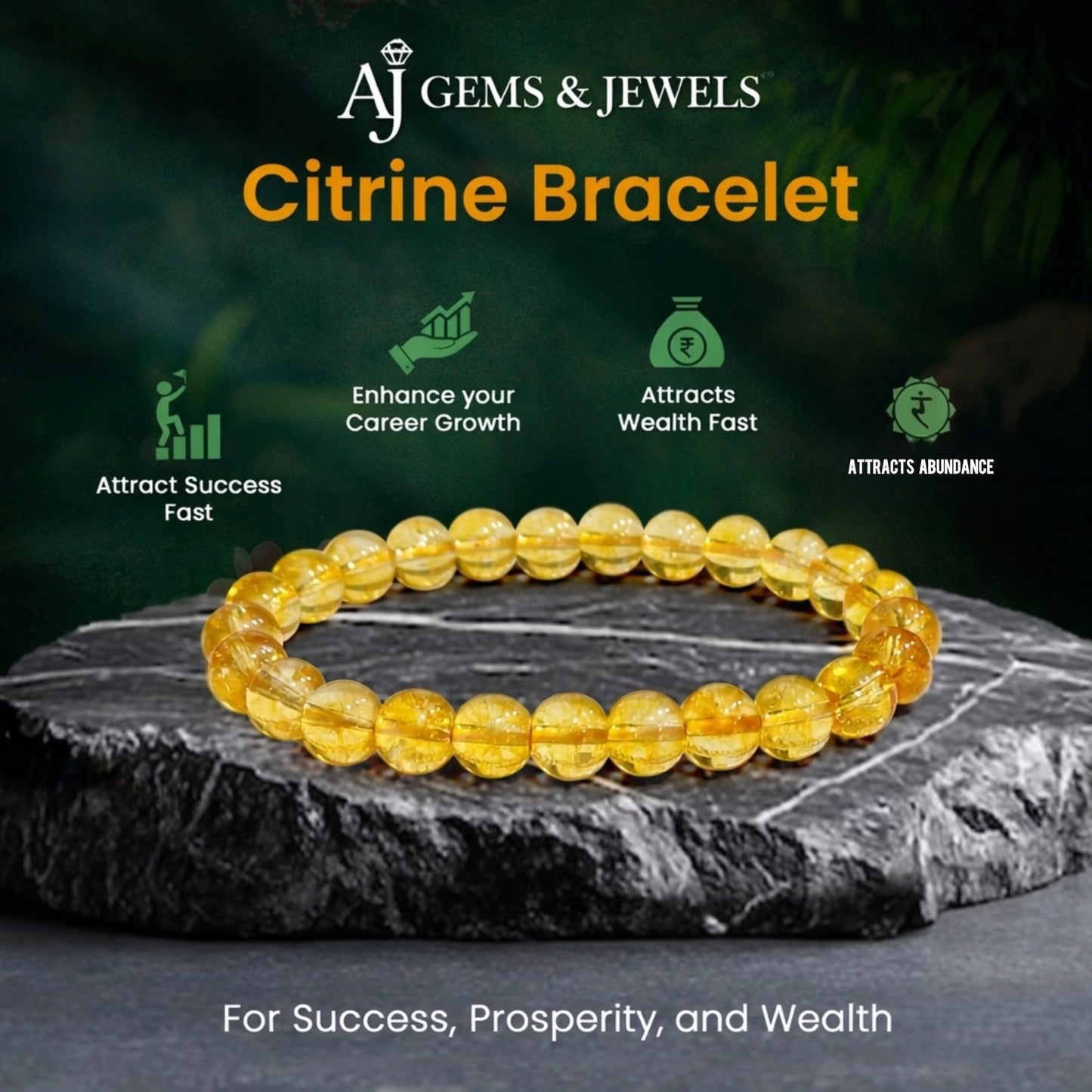Citrine Bracelet – Attracts Wealth, Positivity