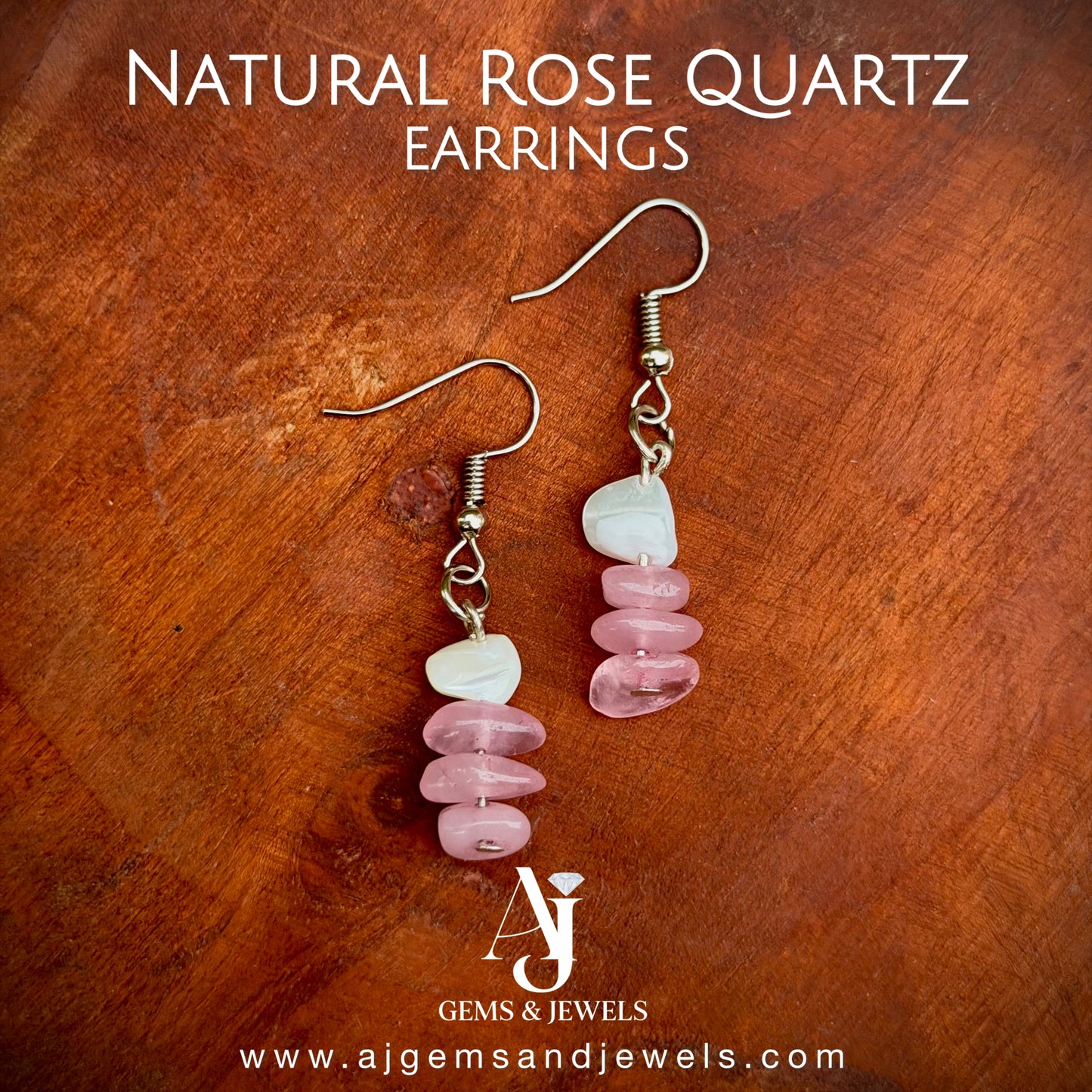 Natural Rose Quartz Earrings