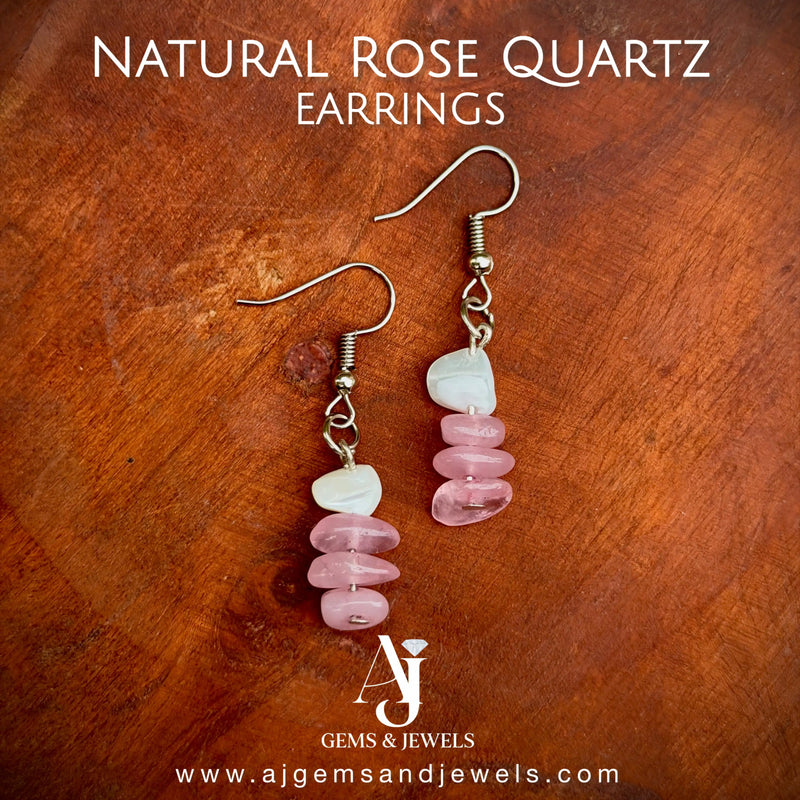 Natural Rose Quartz Earrings