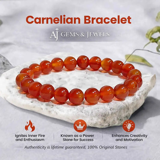 Natural Carnelian Bracelet – Power, Motivation & Success